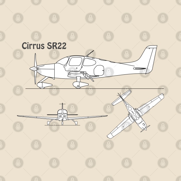 Cirrus SR22 - Airplane Blueprint - SBpng by SPJE Illustration Photography