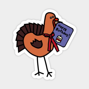 Cute Thanksgiving Turkey with Birthday Greetings Magnet