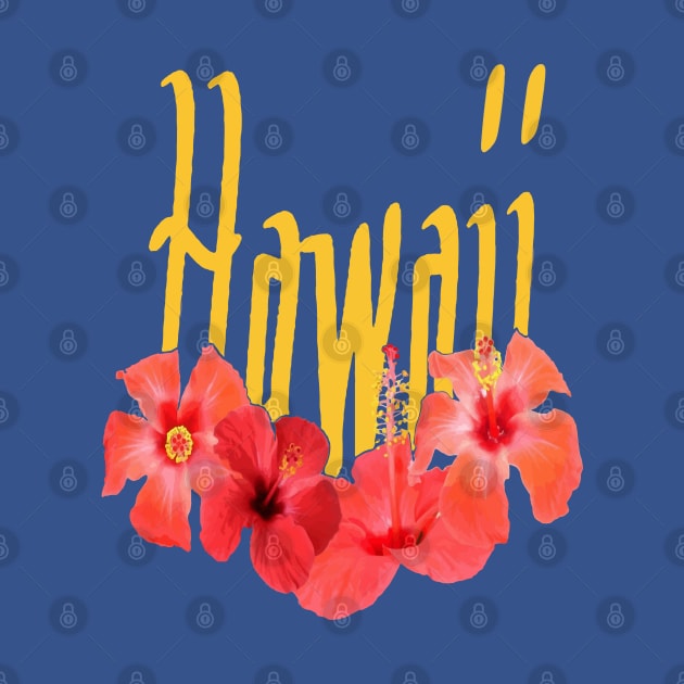 Hawaii Text With Aloha Hibiscus Garland by taiche