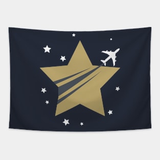 Aircraft Crossing The Stars Design Tapestry