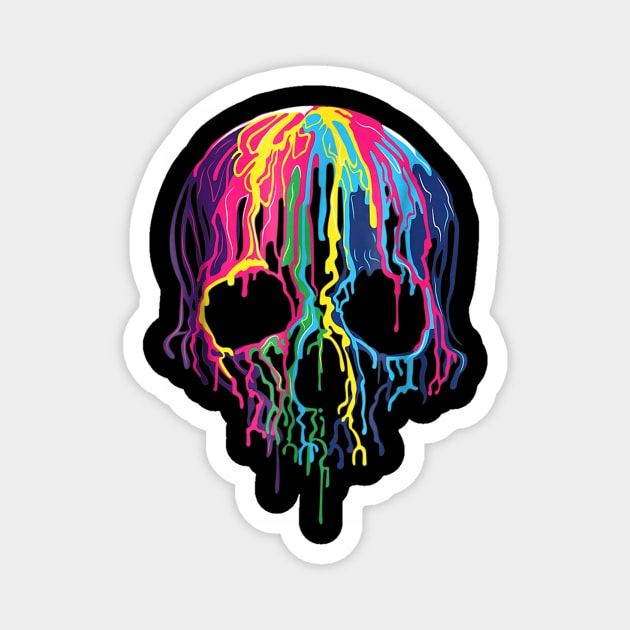 Colorful Melting Skull Art Graphic Halloween Magnet by adrinalanmaji