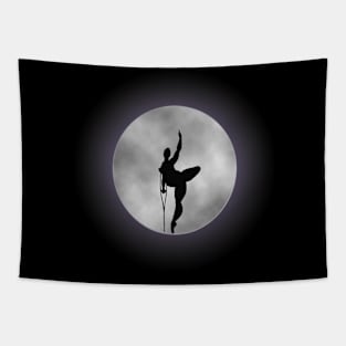 Disabled amputee ballerina dancing before a full moon Tapestry