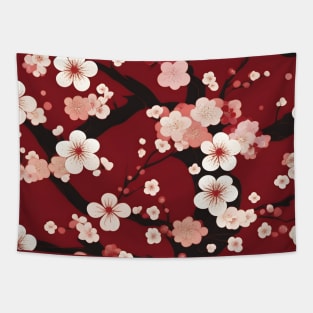 Traditional Japanese Plum Blossom Kimono Pattern Tapestry