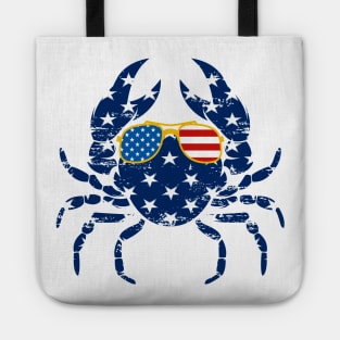 4th of July T Shirt Crab Fisherman American Flag Vintage Tote