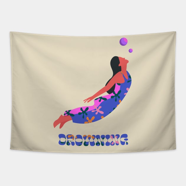 Drowning Girl Tapestry by technicolorable