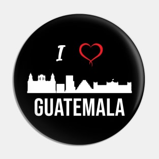 I love Guatemala City Skyline Guatemala Central America Pin