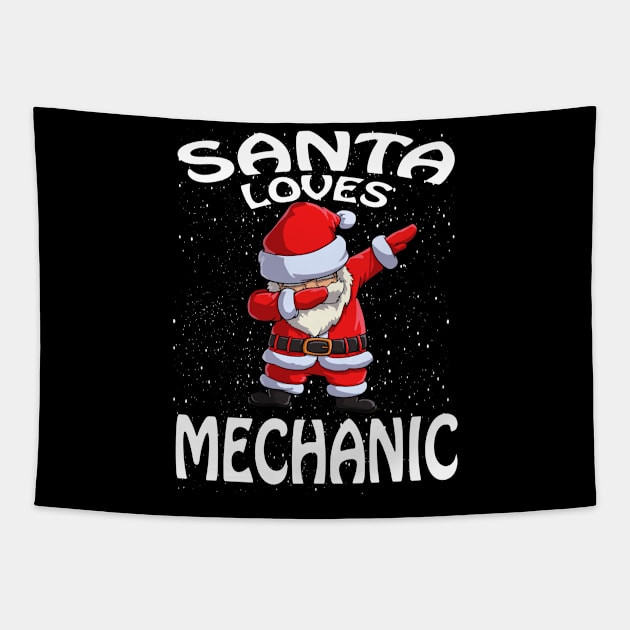 Santa Loves Mechanic Christmas Tapestry by intelus