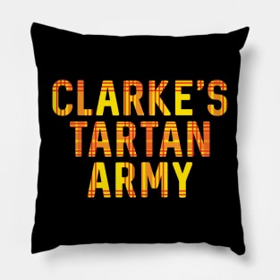 Clarke's Tartan Army, Scottish Lion Rampant Coloured Tartan, Scottish Football Slogan Design Pillow