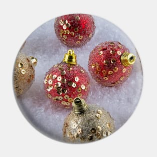 Red and Gold Christmas baubles Pin