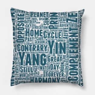 Yin Yan Interconnect Pattern Text Word Cloud Pillow