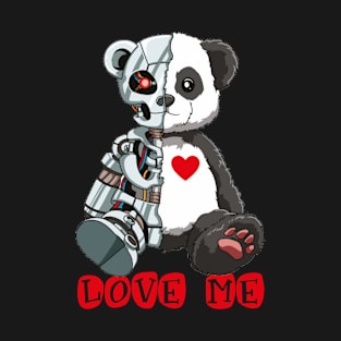 Cute Panda Bear Scary Robot Cybernetic Animal Lover T-Shirt