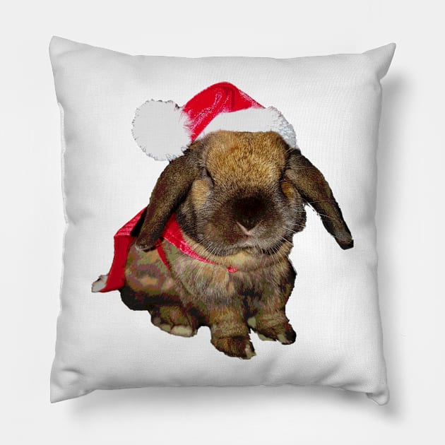 Holiday Rabbit Santa Claus Pillow by anuvisculture