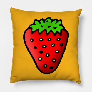 Simple Strawberry Doodle Drawing Pillow