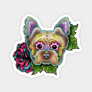 Yorkie - Day of the Dead Sugar Skull Dog Magnet