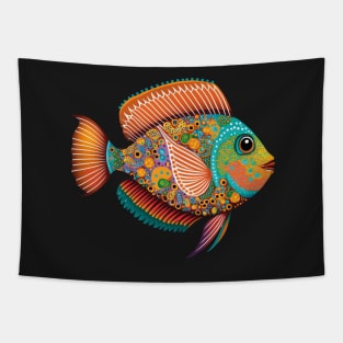 ⭐⭐⭐⭐⭐ Tropical fish aboriginal art style Tapestry