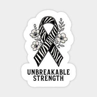 Neuroendocrine Cancer Awareness Zebra Ribbon - Unbreakable Strength Survivor Magnet