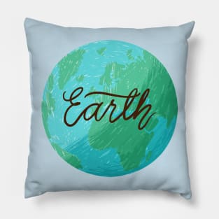 Earth Illustration Hand drawn Pillow