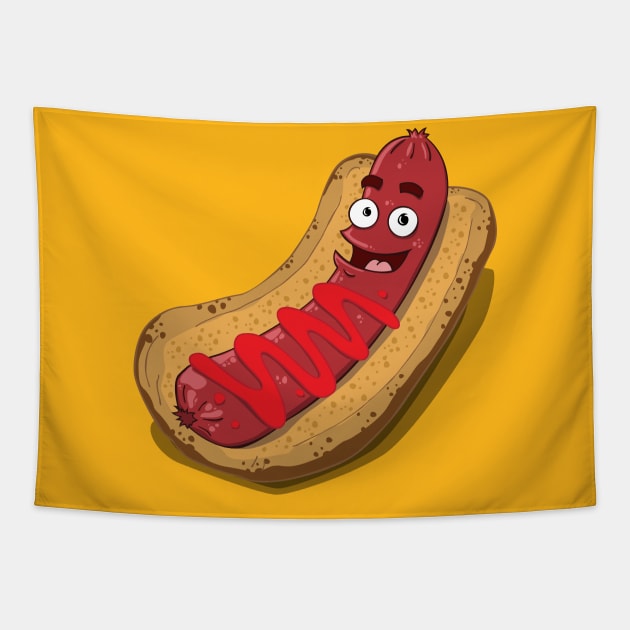 Hot Diggity Dog - with Ketchup Tapestry by deancoledesign