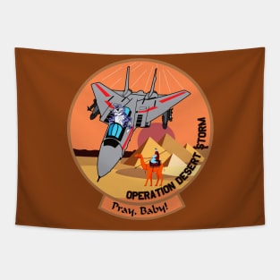 F-14 Tomcat - Operation Desert Storm - Pray, Baby! - Clean Style Tapestry