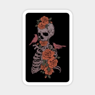 Skeleton, florals and birds Magnet