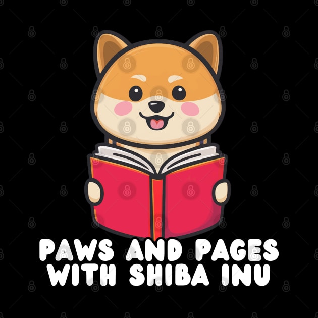 Peacefully Shiba Inu Reading a Book by Estrella Design