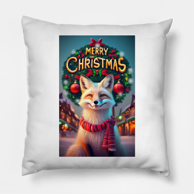 Merry Christmas - Fox Pillow by likbatonboot