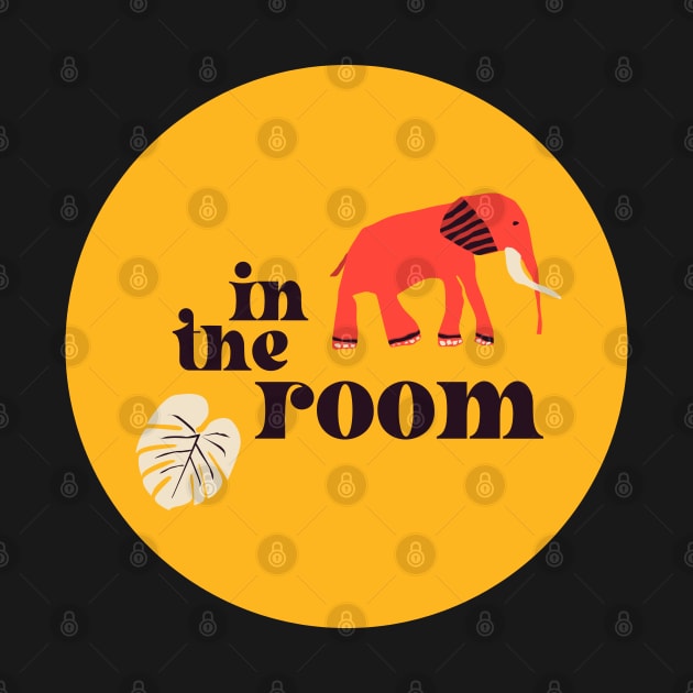 Elephant in the room: Retro font and art in bright red and yellow (with bonus monstera leaf) by PlanetSnark