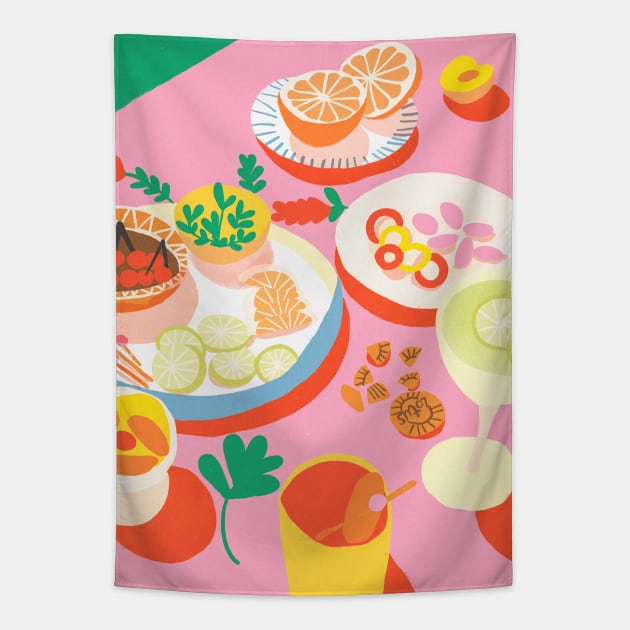 Pink Picnic Tapestry by Gigi Rosado