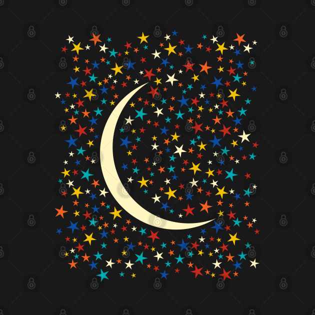 Crescent Moon & Starry Sky by wickedpretty