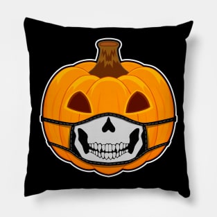 Pumpkin Halloween with skull mask Pillow