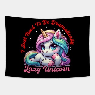 "Dramatically Lazy Unicorn" Tapestry