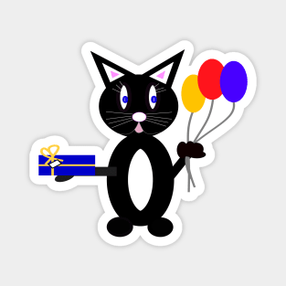 BLACK Party Cat Magnet