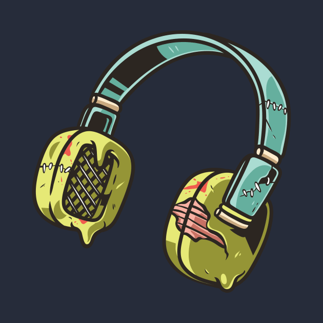 Zombie Headphones Cartoon by SLAG_Creative