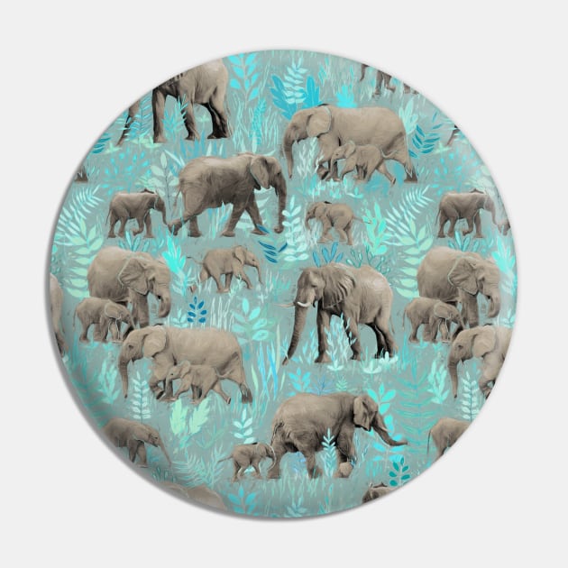 Sweet Elephants in Soft Teal Pin by micklyn