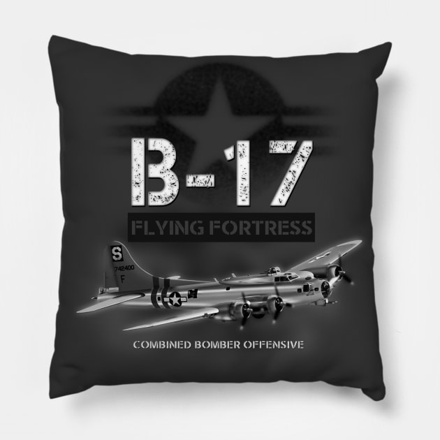 B17 Flying Fortress Pillow by hardtbonez