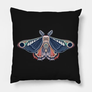 Moth sticker  blue, orange and lila pastel Pillow