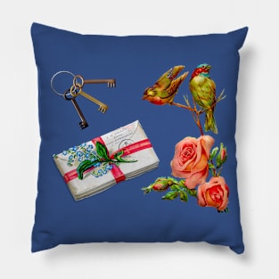 Letters & Birds & Keys Pillow