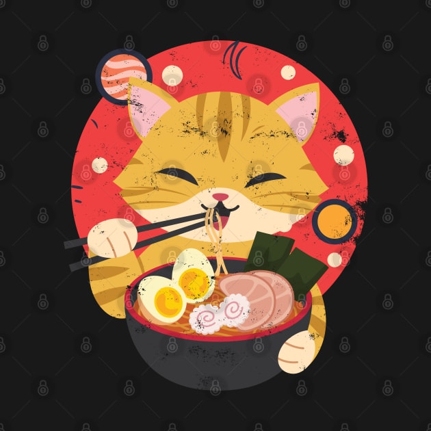 Kawaii Cat Eating Ramen Noodles Space Otaku Ramen Bowl Lover by alcoshirts