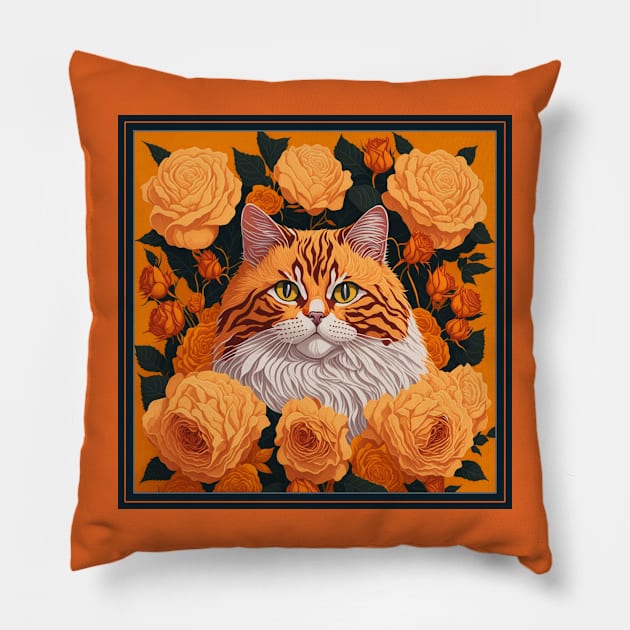 Ragamuffin cat. Style vector (yellow version ragamuffin cat) Pillow by xlhombat