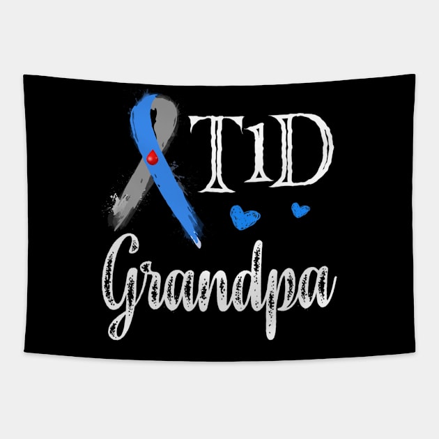 T1D Grandpa Type 1 Diabetes Awareness Gift Tapestry by thuylinh8