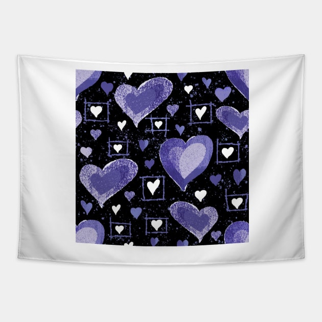 Very Peri Purple Violet Heart Pattern Tapestry by OneLook