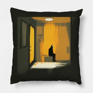 Abstract colourful Illustration of man with depression in the room Pillow