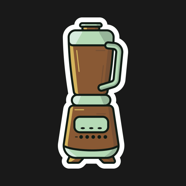 Kitchen Blender with Glass Container Sticker vector illustration. Home and Restaurant interior equipment icon concept. Electric food kitchen blender mixer sticker vector design. by AlviStudio