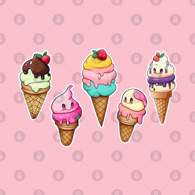 Cute child/baby ice cream cone characters; design; baby; infant; child; cute; sweet; dessert; gift; newborn; baby shower; pretty; pastels; colorful; cutesy; birthday gift; by Be my good time