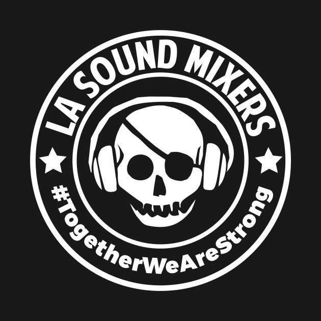 Crew Neck LASM White Skully Logo Front & Back by LA Sound Mixers