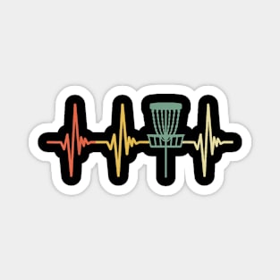 Vintage Disc Golf Retro Heartbeat Gift Disc Golf Magnet