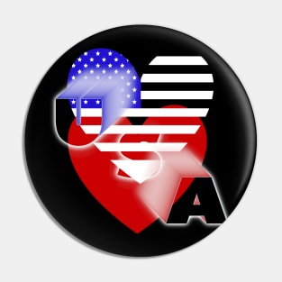 American Stripe Heart Flag colors Pin