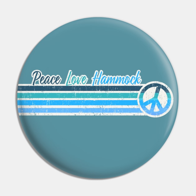 Peace Love Hammock - Blue Retro Stripes Pin by Jitterfly