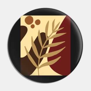 Minimal Modern  Abstract Shapes Olive Brown Leaf   Pattern Pin