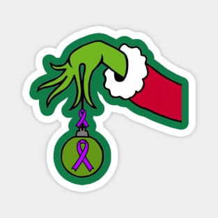 The Green Mean One Holding a Awareness Ribbon (Purple) Magnet